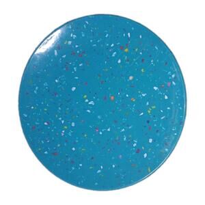 Zak! Designs Melamine Confetti 11” Plate Blue Retro Look